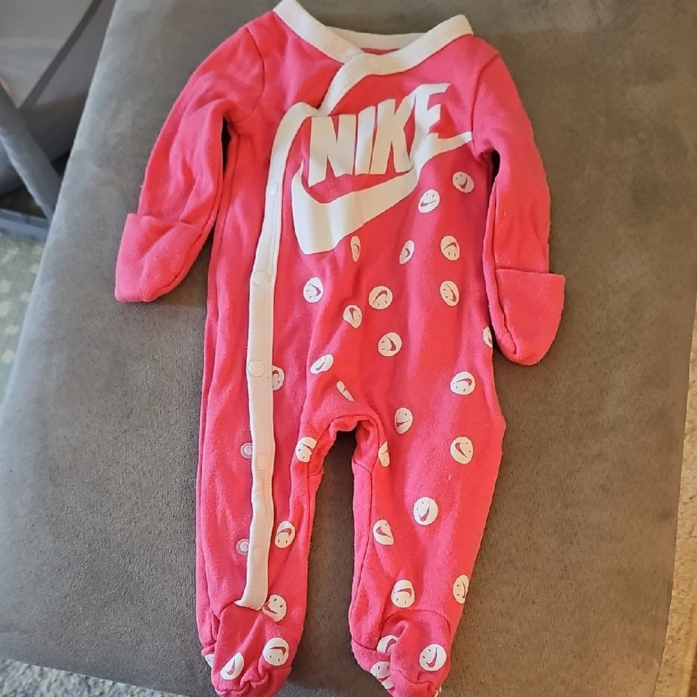 Nike Pink and White Kids Footie One Piece